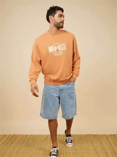 ראסטי ג'ינס קצר רחב כחול בהיר